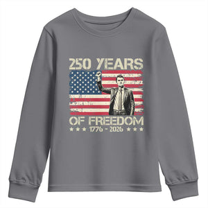 America 250 Years Youth Sweatshirt Charlie Kirk American Flag Freedom TS14 Charcoal Print Your Wear