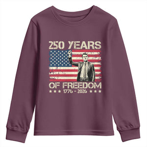 America 250 Years Youth Sweatshirt Charlie Kirk American Flag Freedom TS14 Maroon Print Your Wear