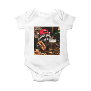 Patriotic USA Raccoon Drinking Beer Baby Onesie 4th of July Meme