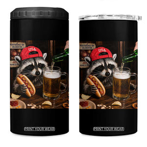Patriotic USA Raccoon Drinking Beer 4 in 1 Can Cooler Tumbler 4th of July Meme