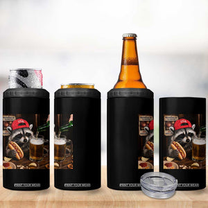 Patriotic USA Raccoon Drinking Beer 4 in 1 Can Cooler Tumbler 4th of July Meme