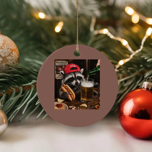 Patriotic USA Raccoon Drinking Beer Ceramic Ornament 4th of July Meme