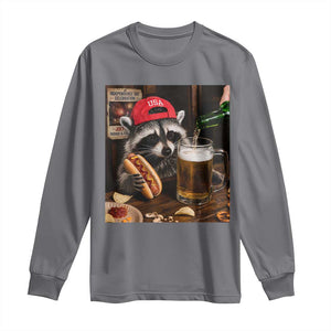 Patriotic USA Raccoon Drinking Beer Long Sleeve Shirt 4th of July Meme