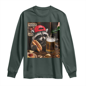 Patriotic USA Raccoon Drinking Beer Long Sleeve Shirt 4th of July Meme