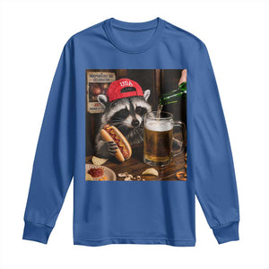 Patriotic USA Raccoon Drinking Beer Long Sleeve Shirt 4th of July Meme