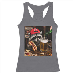 Patriotic USA Raccoon Drinking Beer Racerback Tank Top 4th of July Meme