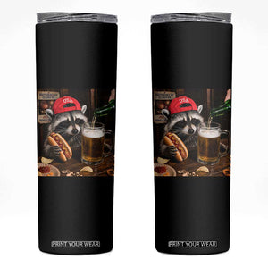 Patriotic USA Raccoon Drinking Beer Skinny Tumbler 4th of July Meme