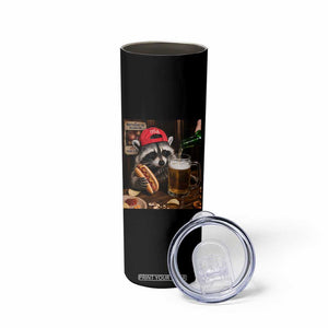 Patriotic USA Raccoon Drinking Beer Skinny Tumbler 4th of July Meme