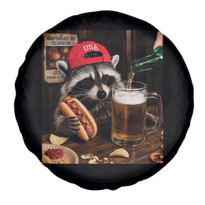 Patriotic USA Raccoon Drinking Beer Spare Tire Cover 4th of July Meme
