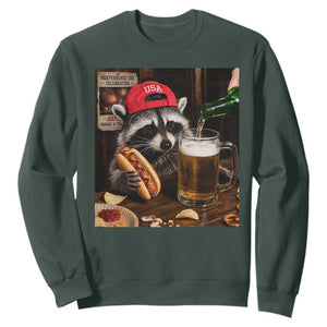 Patriotic USA Raccoon Drinking Beer Sweatshirt 4th of July Meme