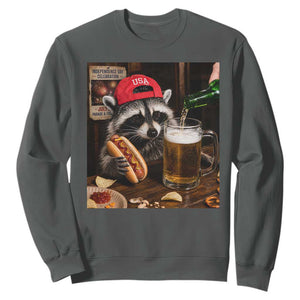 Patriotic USA Raccoon Drinking Beer Sweatshirt 4th of July Meme