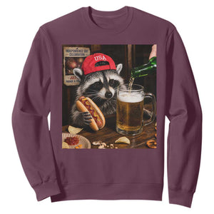 Patriotic USA Raccoon Drinking Beer Sweatshirt 4th of July Meme