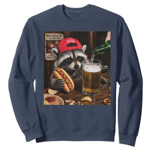 Patriotic USA Raccoon Drinking Beer Sweatshirt 4th of July Meme