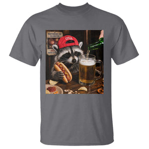 Patriotic USA Raccoon Drinking Beer T Shirt 4th of July Meme