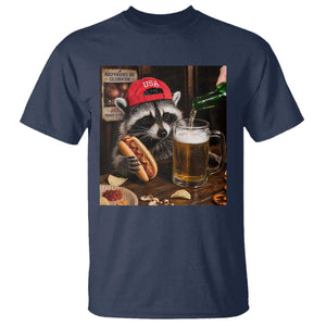 Patriotic USA Raccoon Drinking Beer T Shirt 4th of July Meme