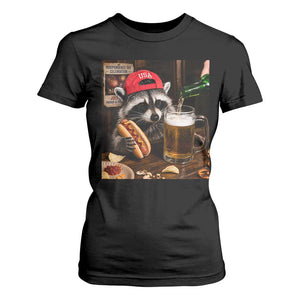 Patriotic USA Raccoon Drinking Beer T Shirt For Women 4th of July Meme