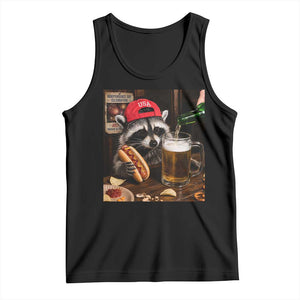 Patriotic USA Raccoon Drinking Beer Tank Top 4th of July Meme