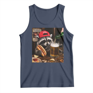 Patriotic USA Raccoon Drinking Beer Tank Top 4th of July Meme