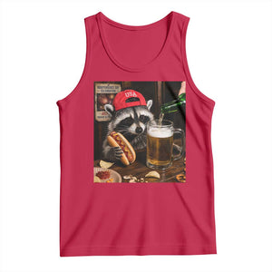 Patriotic USA Raccoon Drinking Beer Tank Top 4th of July Meme