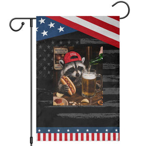 Raccoon Drinking Beer Patriotic Garden Flag 4th of July Meme