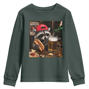 Patriotic USA Raccoon Drinking Beer Youth Sweatshirt 4th of July Meme