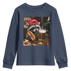 Patriotic USA Raccoon Drinking Beer Youth Sweatshirt 4th of July Meme