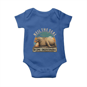 Neil The Seal Become Ungovernable Baby Onesie Funny Elephant Seal Meme TS14 Royal Blue Print Your Wear
