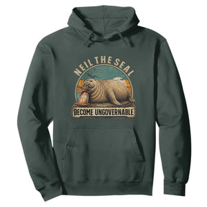 Neil The Seal Become Ungovernable Hoodie Funny Elephant Seal Meme TS14 Dark Forest Green Print Your Wear