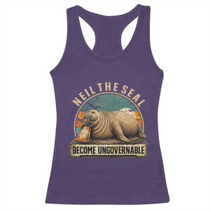 Neil The Seal Become Ungovernable Racerback Tank Top Funny Elephant Seal Meme TS14 Purple Print Your Wear