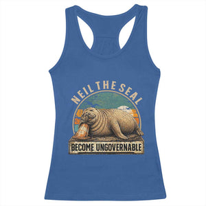 Neil The Seal Become Ungovernable Racerback Tank Top Funny Elephant Seal Meme TS14 Royal Blue Print Your Wear