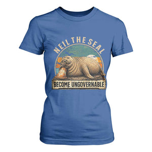 Neil The Seal Become Ungovernable T Shirt For Women Funny Elephant Seal Meme TS14 Royal Blue Print Your Wear