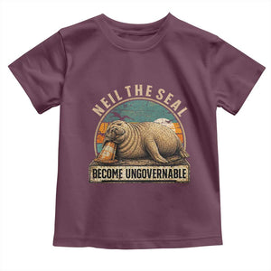 Neil The Seal Become Ungovernable Toddler T Shirt Funny Elephant Seal Meme TS14 Maroon Print Your Wear