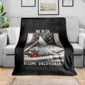 Neil The Seal Become Ungovernable Throw Blanket Vintage Elephant Seal Animal Meme TS14 Print Your Wear