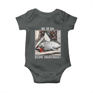 Neil The Seal Become Ungovernable Baby Onesie Vintage Elephant Seal Animal Meme TS14 Dark Heather Print Your Wear