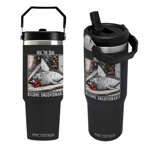 Neil The Seal Become Ungovernable Flip Straw Tumbler Vintage Elephant Seal Animal Meme TS14 One Size: 30 oz Black Print Your Wear