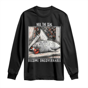 Neil The Seal Become Ungovernable Long Sleeve Shirt Vintage Elephant Seal Animal Meme TS14 Black Print Your Wear