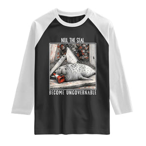 Neil The Seal Become Ungovernable Raglan Shirt Vintage Elephant Seal Animal Meme TS14 Black White Print Your Wear