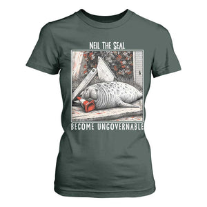 Neil The Seal Become Ungovernable T Shirt For Women Vintage Elephant Seal Animal Meme TS14 Dark Forest Green Print Your Wear