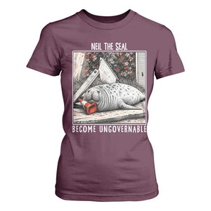 Neil The Seal Become Ungovernable T Shirt For Women Vintage Elephant Seal Animal Meme TS14 Maroon Print Your Wear