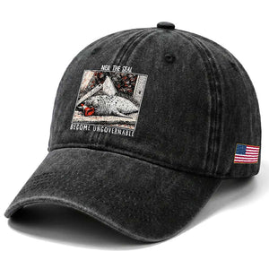 Neil The Seal Become Ungovernable Washed Cotton Baseball Cap Vintage Elephant Seal Animal Meme TS14 Print Your Wear