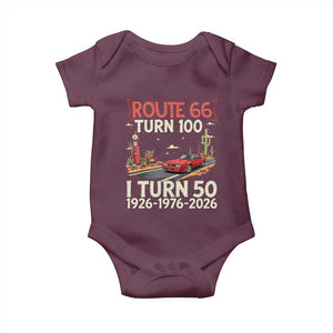 Highway 66 Turn 100 I Turn 50 Baby Onesie Vintage 1976 Road Sign Classic Muscle Car Lover 50 Year Old Gift TS14 Maroon Print Your Wear