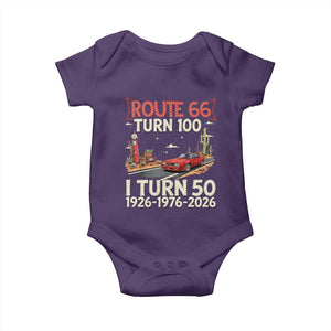 Highway 66 Turn 100 I Turn 50 Baby Onesie Vintage 1976 Road Sign Classic Muscle Car Lover 50 Year Old Gift TS14 Purple Print Your Wear