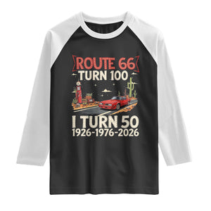 Highway 66 Turn 100 I Turn 50 Raglan Shirt Vintage 1976 Road Sign Classic Muscle Car Lover 50 Year Old Gift TS14 Black White Print Your Wear