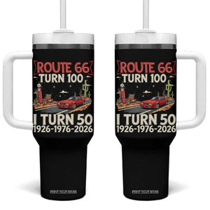 Highway 66 Turn 100 I Turn 50 Tumbler With Handle Vintage 1976 Road Sign Classic Muscle Car Lover 50 Year Old Gift TS14 One Size: 40 oz Black Print Your Wear