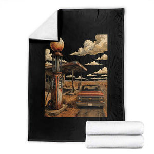 Highway 66 Classic Gas Pump Desert Classic Pickup Truck Car Lover Throw Blanket TS14 Black Print Your Wear