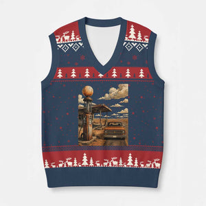 Highway 66 Classic Gas Pump Desert Classic Pickup Truck Car Lover V-Neck Knit Sweater Vest TS14 Navy Red Print Your Wear