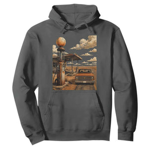 Highway 66 Classic Gas Pump Desert Classic Pickup Truck Car Lover Hoodie TS14 Dark Heather Print Your Wear