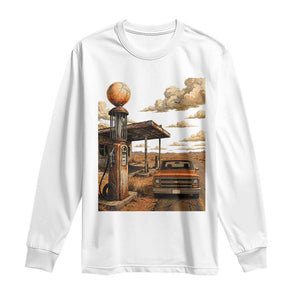 Highway 66 Classic Gas Pump Desert Classic Pickup Truck Car Lover Long Sleeve Shirt TS14 White Print Your Wear