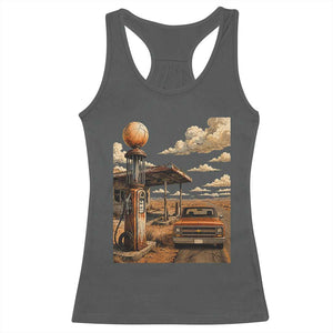 Highway 66 Classic Gas Pump Desert Classic Pickup Truck Car Lover Racerback Tank Top TS14 Dark Heather Print Your Wear