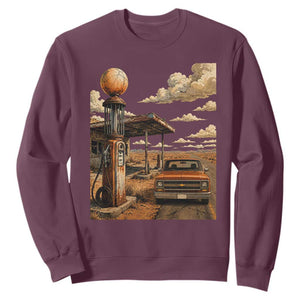 Highway 66 Classic Gas Pump Desert Classic Pickup Truck Car Lover Sweatshirt TS14 Maroon Print Your Wear